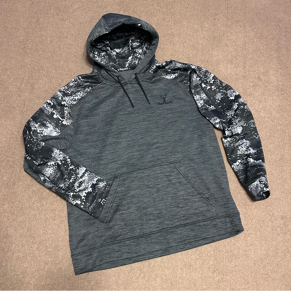 Charcoal & Gray Digital Camo Huntworth Mens Hoodie Size Medium
